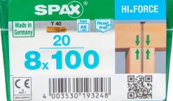 Spax Schroef 'Hi.Force' Rvs 8X100Mm 20 Stuks-Brico
