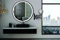 Brico Spiegel Swann Rond Met Ledverlichting Touch Schakelaar En Spiegelverwarming Zwart O90Cm Clearance