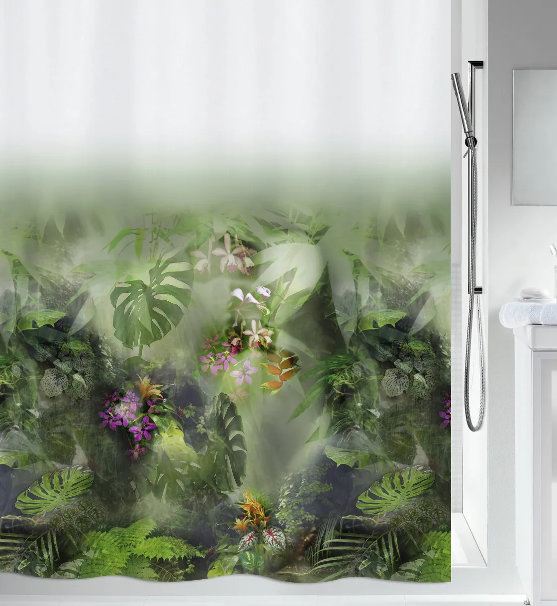 Brico Spirella Douchegordijn Jungle Groen 180Cm New