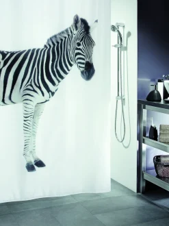 Brico Spirella Douchegordijn Zebra Zwart 180Cm