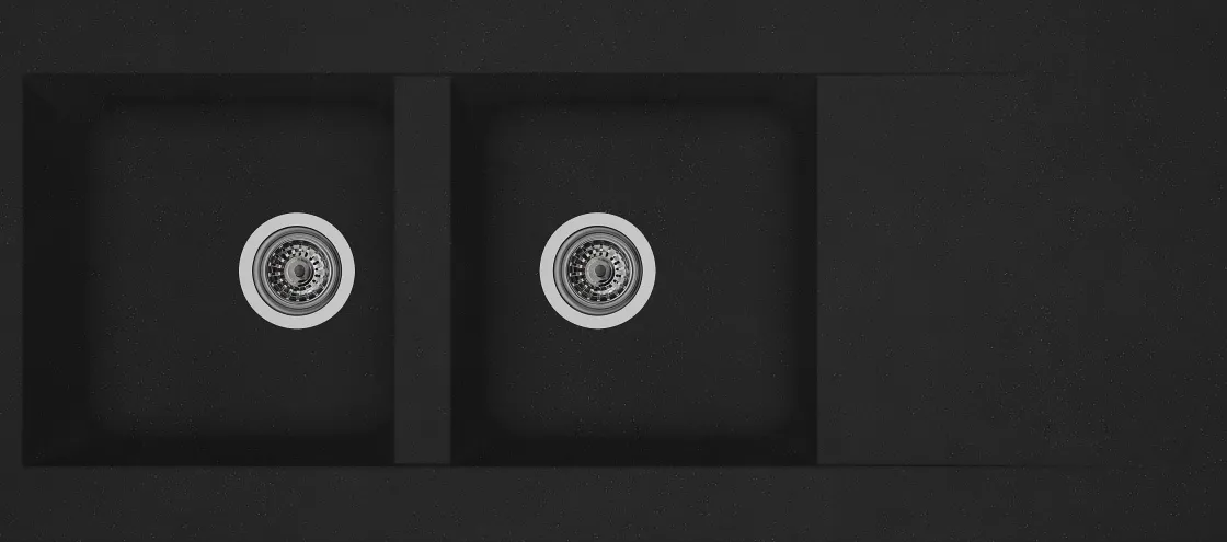 Brico Spoelbak Einna 2 Bakken 116X50X20Cm Composiet Zwart New