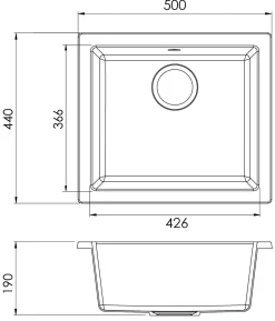 Brico Spoelbak Evo 1 Xl Bak 50X44X19Cm Composiet Zwart Clearance