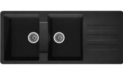 Brico Spoelbak Vogua 2 Bakken 116X50X21Cm Composiet Zwart Clearance