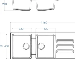 Brico Spoelbak Vogua 2 Bakken 116X50X21Cm Composiet Wit Online