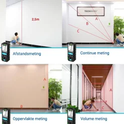Brico Techweise Laser Afstandsmeter 50M - Met Alle Meetopties New