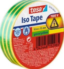 Tesa Isolatietape Iso Tape Pvc Groen-Geel 10Mx15Mm-Brico Discount