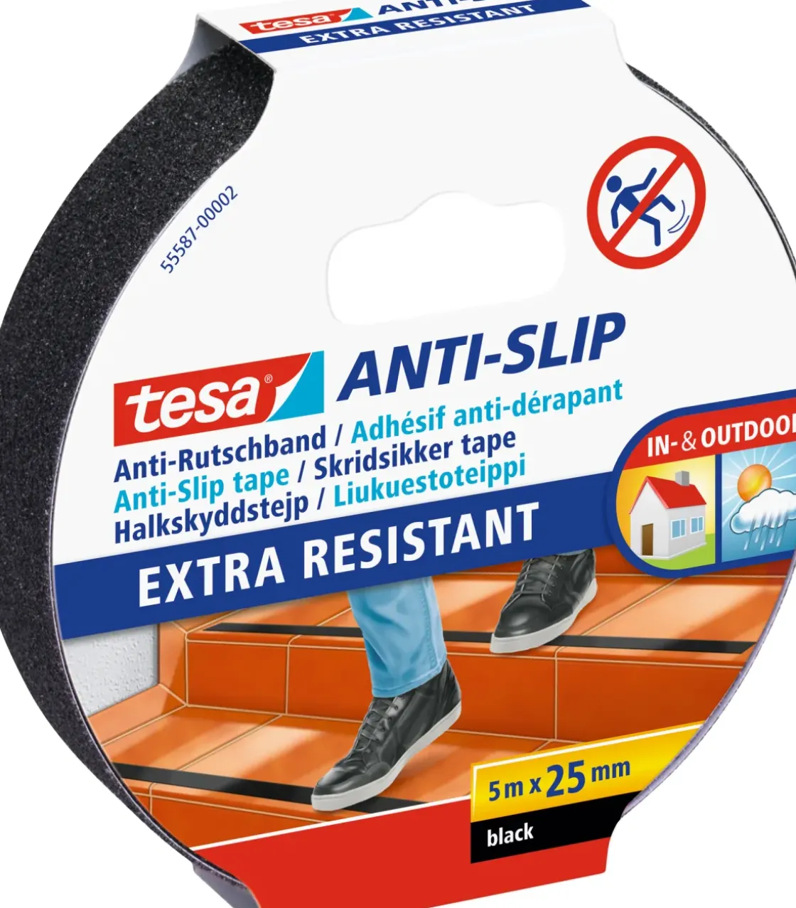 Tesa Kleefband "Slipvast" Zwart 5Mx25Mm-Brico Best