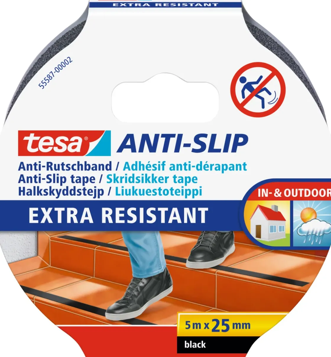 Tesa Kleefband "Slipvast" Zwart 5Mx25Mm-Brico Best
