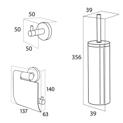 Brico Tiger Accessoireset Boston - Toiletborstel Met Houder Vrijstaand - Toiletrolhouder - Haak – Zwart Outlet