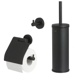 Brico Tiger Accessoireset Boston - Toiletborstel Met Houder Vrijstaand - Toiletrolhouder - Haak – Zwart Outlet