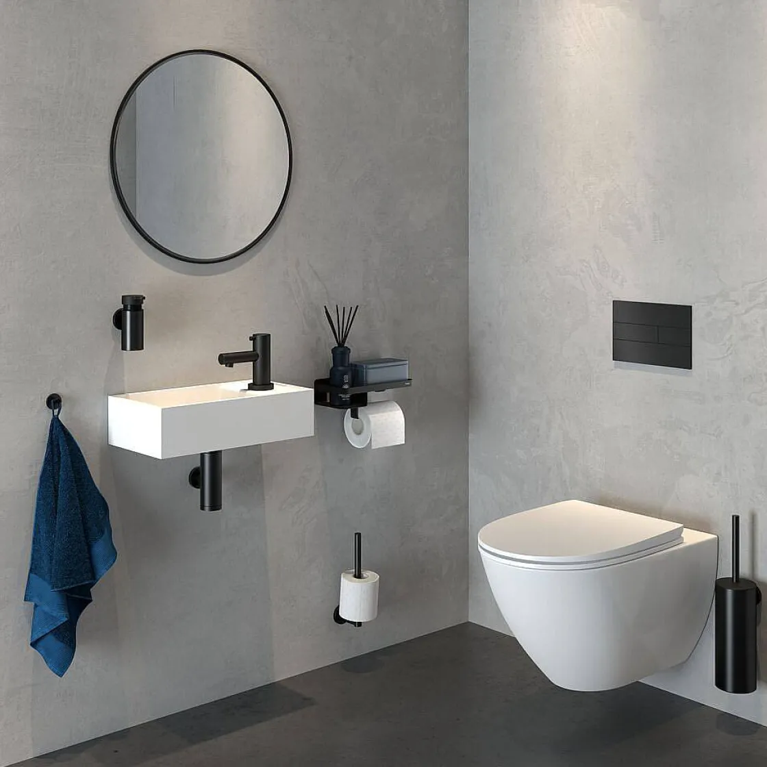 Brico Tiger Caddy Toiletrolhouder Met Planchet Zwart Discount