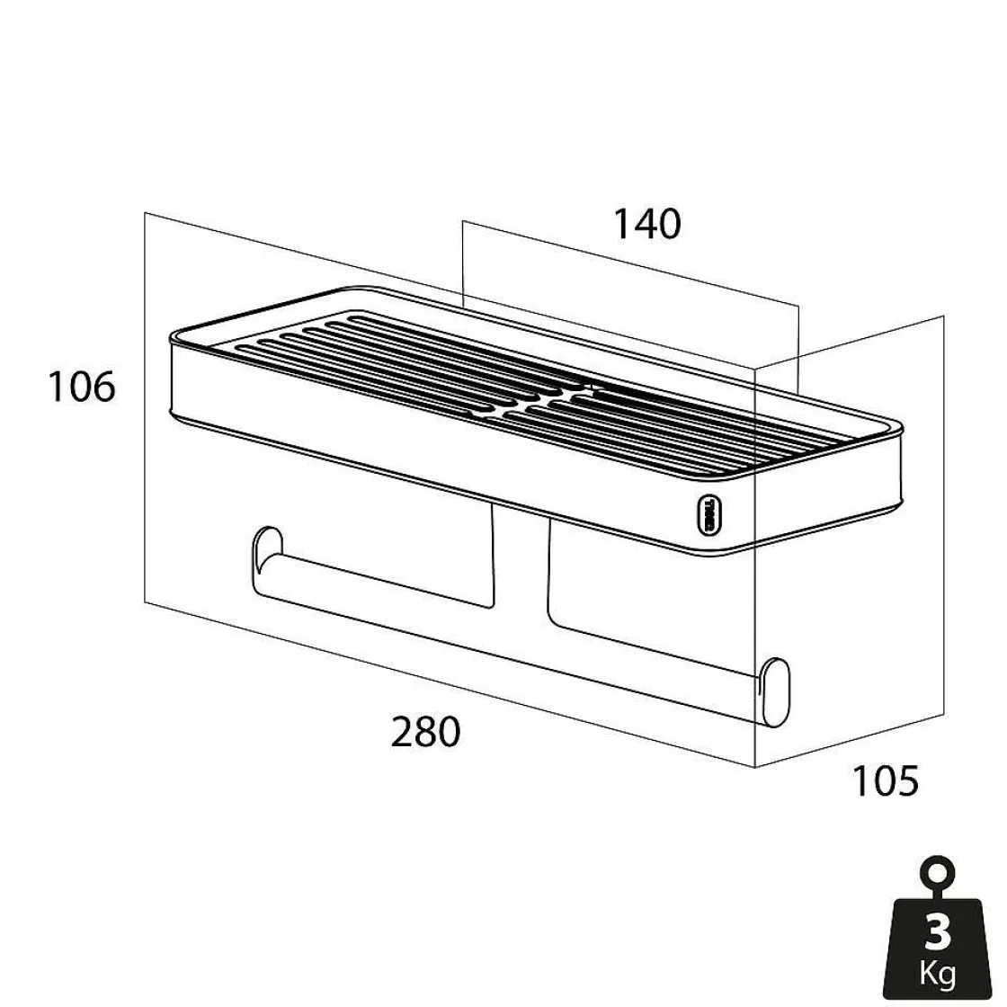 Brico Tiger Carv Toiletrolhouder Met Planchet Zwart Outlet