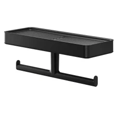 Brico Tiger Carv Toiletrolhouder Met Planchet Zwart Outlet