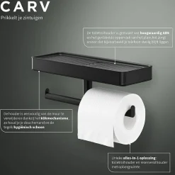 Brico Tiger Carv Toiletrolhouder Met Planchet Zwart Outlet