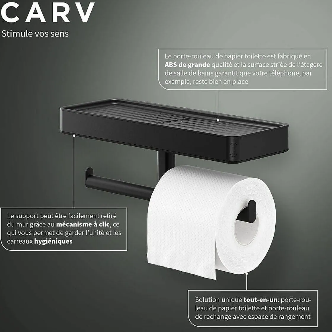 Brico Tiger Carv Toiletrolhouder Met Planchet Zwart Outlet