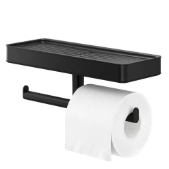 Brico Tiger Carv Toiletrolhouder Met Planchet Zwart Outlet