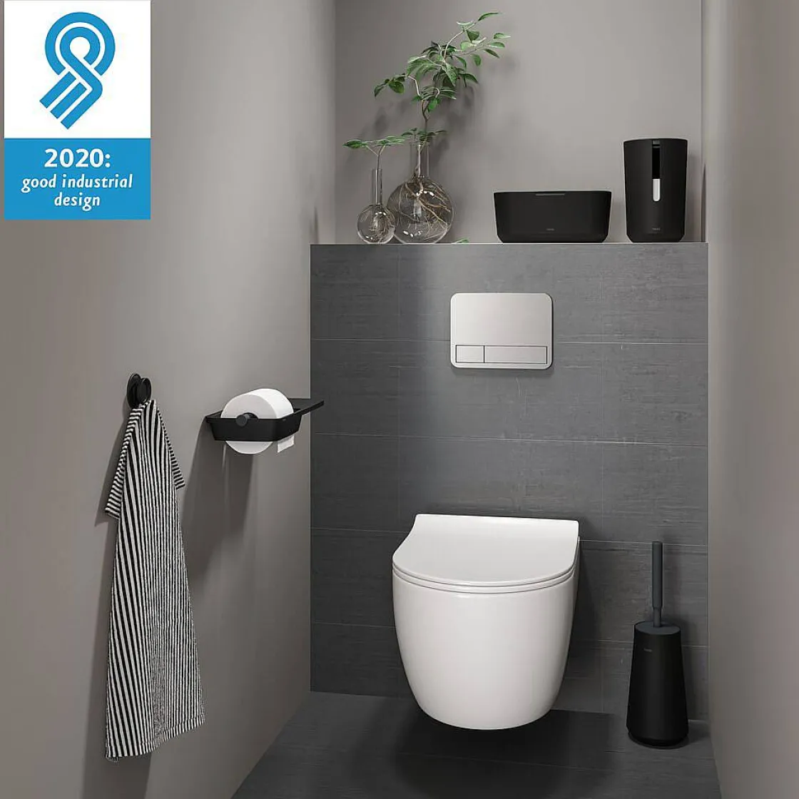 Brico Tiger Tess Toiletrolhouder Met Planchet Zwart/Antraciet