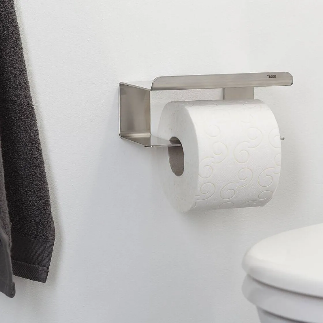 Brico Tiger Toiletrolhouder Colar Met Planchet Rvs Geborsteld Best
