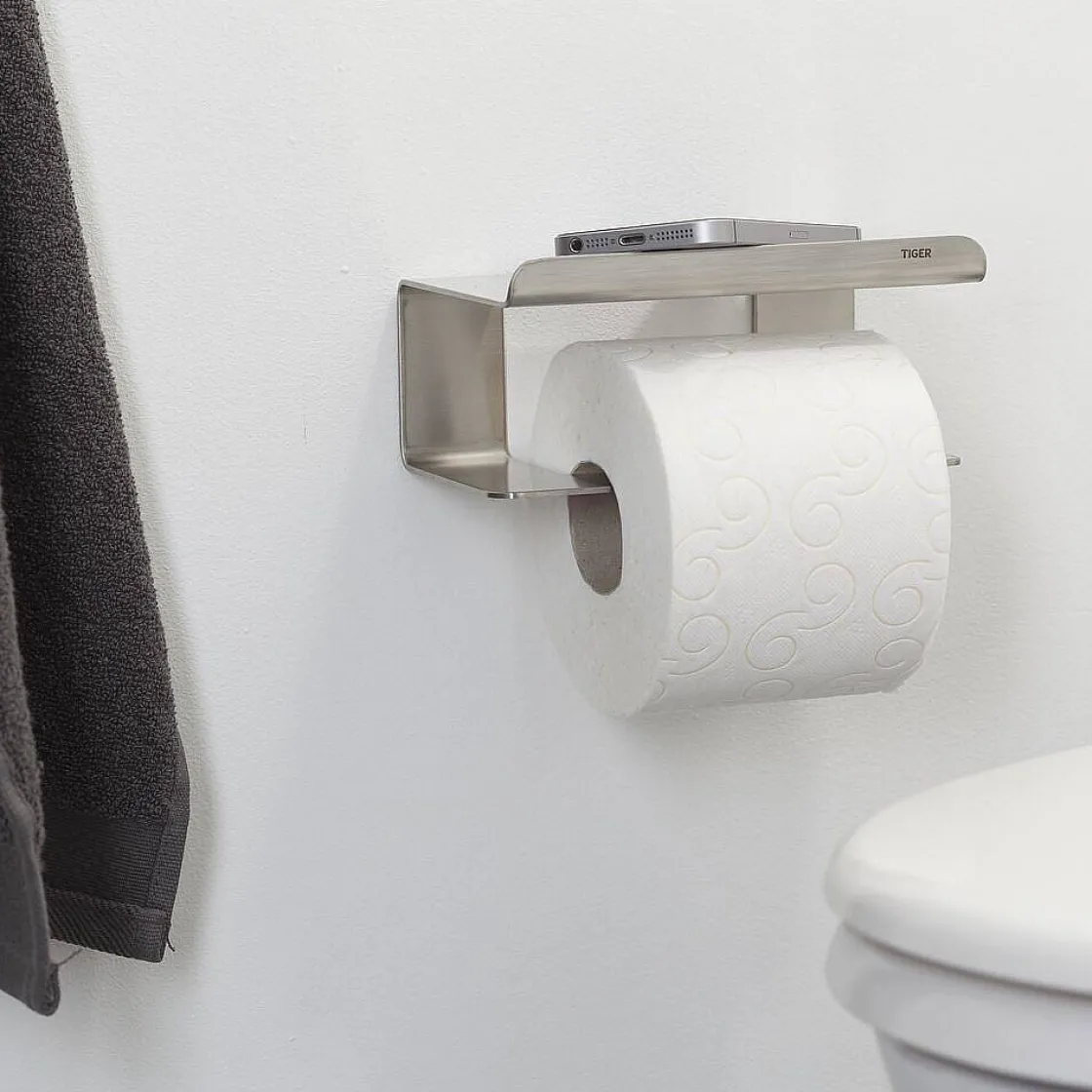 Brico Tiger Toiletrolhouder Colar Met Planchet Rvs Geborsteld Best