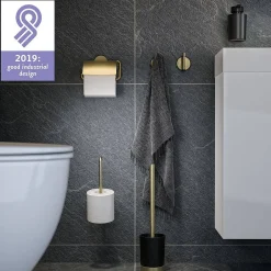 Brico Tiger Toiletrolhouder Tune Met Klep Messing Geborsteld / Zwart Outlet