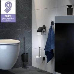 Brico Tiger Tune Toiletborstel Met Houder Zwart Metaal Geborsteld / Zwart New