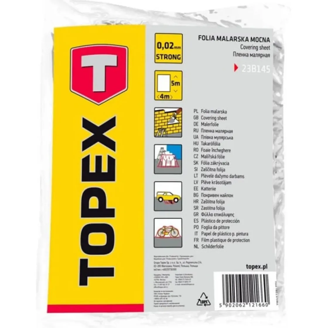 Topex Afdekfolie Dikte 0,02Mm (4X5M)-Brico Clearance