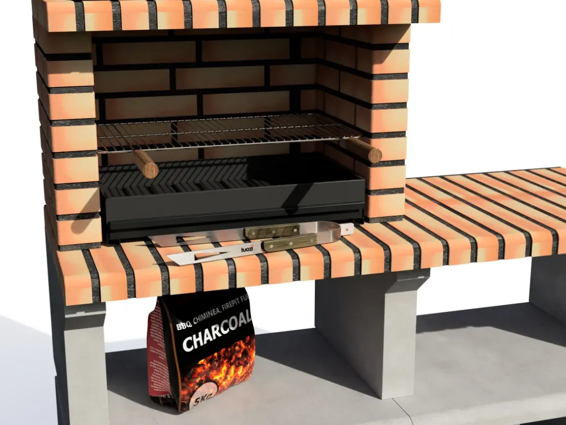 Tuozi Stenen Barbecue Napoles Deluxe 144X58X205Cm-Brico New