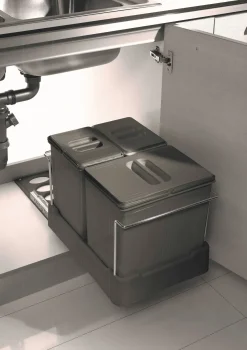 Brico Uitschuifbare Vuilnisemmer 3 Bakken Keuken Modulo Wit Online