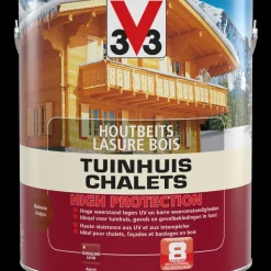 V33 Houtbeits Tuinhuis High Protection Mahonie Zijdeglans 2,5L-Brico