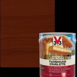V33 Houtbeits Tuinhuis High Protection Donkere Eik Zijdeglans 2,5L-Brico Best