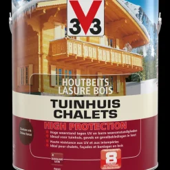 V33 Houtbeits Tuinhuis High Protection Donkere Eik Zijdeglans 2,5L-Brico Best