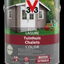V33 Houtbeits Tuinhuis Salar Grey Zijdeglans 2,5L-Brico New