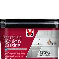 V33 Keukenverf Renovation Perfection Zacht Grijs Zijdeglans 2L-Brico