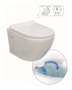 Brico Van Marcke Go Hangtoilet Randloos + Softclose En Take-Off Toiletzitting Wit 500X360X370Mm Online