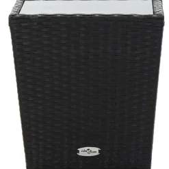 Vidaxl Theetafel 41,5X41,5X43 Cm Poly Rattan En Gehard Glas Zwart-Brico New