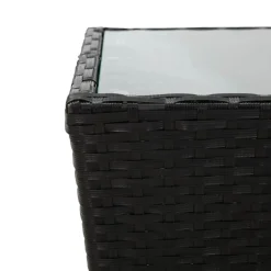 Vidaxl Theetafel 41,5X41,5X43 Cm Poly Rattan En Gehard Glas Zwart-Brico New