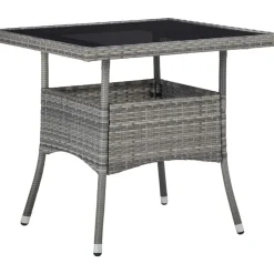 Vidaxl Tuintafel Poly Rattan En Glas Grijs-Brico Hot