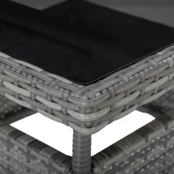 Vidaxl Tuintafel Poly Rattan En Glas Grijs-Brico Hot