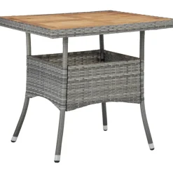 Vidaxl Tuintafel Poly Rattan En Massief Acaciahout Grijs-Brico Discount