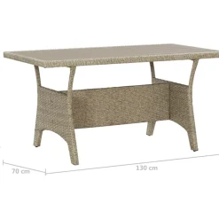 Vidaxl Tuintafel 130X70X66 Cm Poly Rattan Grijs-Brico New