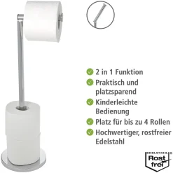 Brico Wenko Staande Toiletrolhouder 2-In-1 Rvs Glanzend Outlet