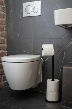 Brico Wenko Toiletrolhouder Met Reserverolhouder Zwart 21X55X17Cm Clearance