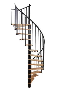 Wenteltrap Berlin - 120 Cm Diameter - Zwart Metaal Met Beuken-Brico Discount