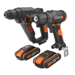 Brico Worx Accuboormachine + Boorhamer Combo Kit Wx927 20V (2 Accu'S) Hot