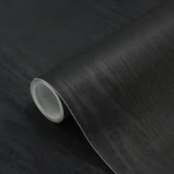 Zelfklevend Behang - Vinyl - Zwart - Zwart Houtlook - Houtlook - Legno Nero - 122Cmx10M-Brico Hot