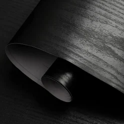 Zelfklevend Behang - Vinyl - Zwart - Zwart Houtlook - Houtlook - Legno Nero - 122Cmx10M-Brico Hot